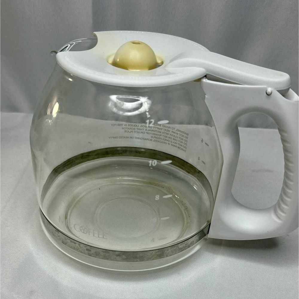 Mr. Coffee Glass Replacement Carafe 12 Cup White Handle Clear Pot